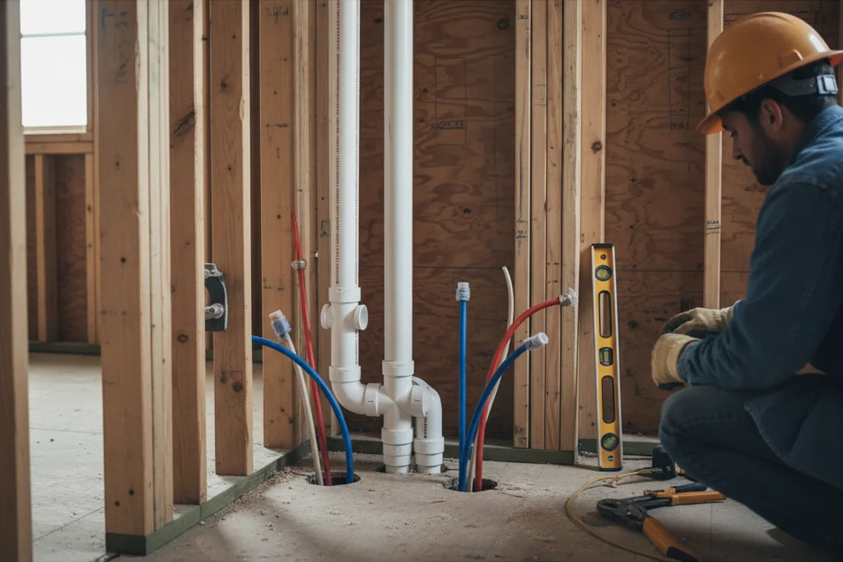 Drain and supply rough-in during Drain Cleaning in Graton