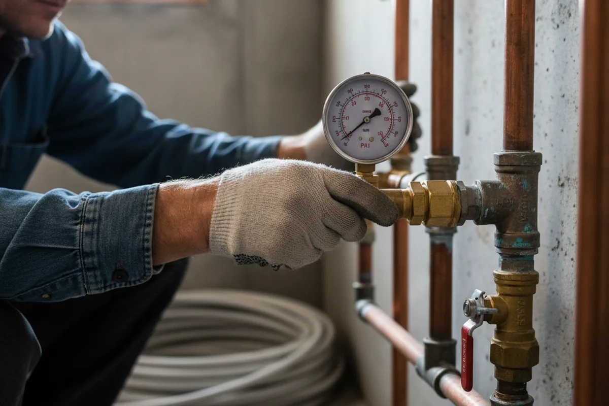 Pressure testing a repaired line during Water Line Repair in Graton